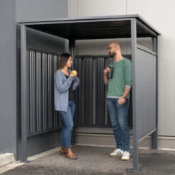 Abri à Vélos En Acier Thermolaqué Gris Anthracite 3,6m² Westmann -Outdoor Soldes abri a velos en acier thermolaque gris anthracite 36m westmann 2