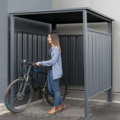 Abri à Vélos En Acier Thermolaqué Gris Anthracite 3,6m² Westmann -Outdoor Soldes abri a velos en acier thermolaque gris anthracite 36m westmann 3