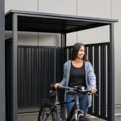 Abri à Vélos En Acier Thermolaqué Gris Anthracite 3,6m² Westmann -Outdoor Soldes abri a velos en acier thermolaque gris anthracite 36m westmann 4