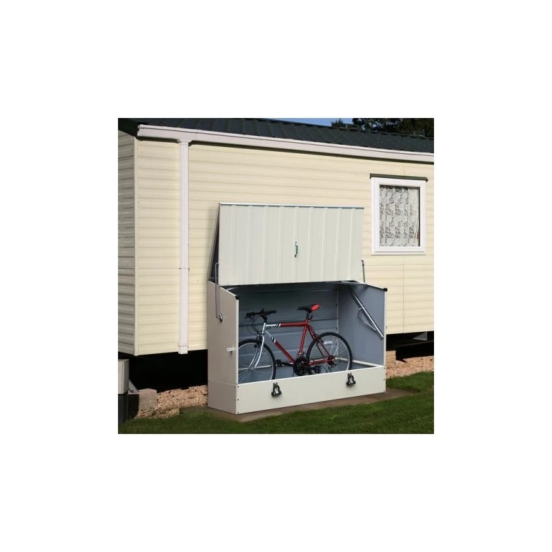 Abri à Vélos En Métal 1750L Crème 1,74m² + Kit D'ancrage TRIMETALS 3 Abri à Vélos En Métal 1750L Crème 1,74m² + Kit D'ancrage TRIMETALS – Image 3