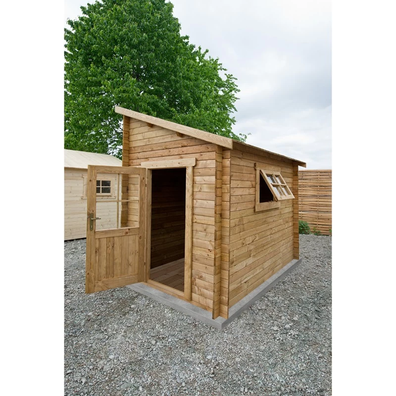 Abri Adossé 5,96m² PLUS Madriers 28mm Traités Marron Gardy Shelter 3 Abri Adossé 5,96m² PLUS Madriers 28mm Traités Marron Gardy Shelter – Image 3