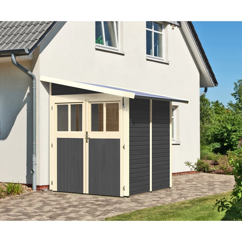 Abri Adossé En Bois Vitrifié Gris 3,27m² Wandlitz 2 - Karibu 1 Abri Adossé En Bois Vitrifié Gris 3,27m² Wandlitz 2 - Karibu