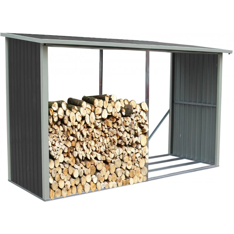 Abri Buches En Métal Anthracite 6 Stères X-metal 1 Abri Buches En Métal Anthracite 6 Stères X-metal