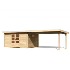 Abri De Jardin 11,49m² En Bois Massif 40mm Trittau 5 Avec Appentis 440cm – Karibu -Outdoor Soldes abri de jardin 1149m en bois massif 40mm trittau 5 avec appentis 440cm woodfeeling 3