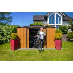 Abri De Jardin 11,58m² Toit Double Pente En Acier Galvanisé Aspect Bois Spacemaker -Outdoor Soldes abri de jardin 1158m toit double pente en acier galvanise aspect bois spacemaker 4