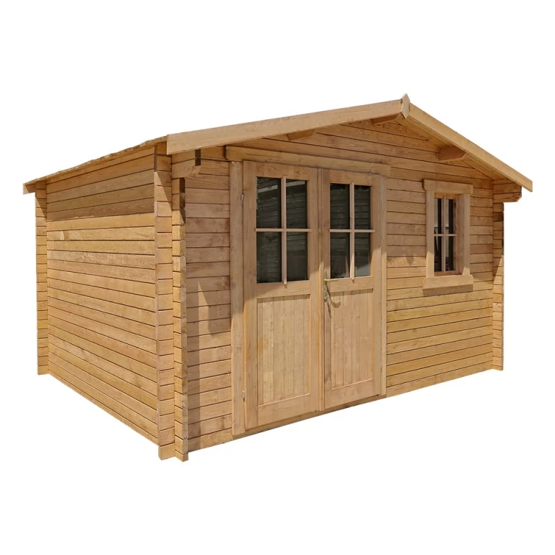 Abri En Bois Massif 12m² PLUS 28mm Traité Teinté Marron Gardy Shelter 2 Abri En Bois Massif 12m² PLUS 28mm Traité Teinté Marron Gardy Shelter – Image 2