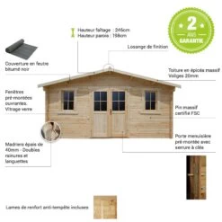 Abri De Jardin 16m² PLUS En Bois 40mm Brut Gardy Shelter -Outdoor Soldes abri de jardin 16m plus en bois 40mm brut gardy shelter 5