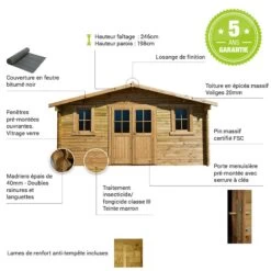 Abri De Jardin 16m² PLUS En Bois 40mm Traité Teinté Marron Gardy Shelter -Outdoor Soldes abri de jardin 16m plus en bois 40mm traite teinte marron gardy shelter 2