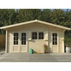 Abri De Jardin 22,04m² En Sapin Blanc FSC 40mm ROSTOCK + Shingles Rouges - SOLID