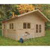 Abri De Jardin 25,81m² En Sapin Blanc FSC 40mm WEEKEND + Shingles Rouges - SOLID