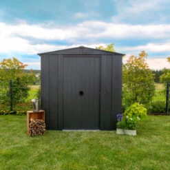 Abri De Jardin 2,5m² Toit Double Pente En Acier Galvanisé Anthracite Spacemaker -Outdoor Soldes abri de jardin 25m toit double pente en acier galvanise anthracite spacemaker 2