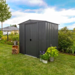 Abri De Jardin 2,5m² Toit Double Pente En Acier Galvanisé Anthracite Spacemaker -Outdoor Soldes abri de jardin 25m toit double pente en acier galvanise anthracite spacemaker 3