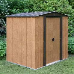 Abri De Jardin 2,93m² Toit Double Pente En Acier Galvanisé Aspect Bois Spacemaker -Outdoor Soldes abri de jardin 293m toit double pente en acier galvanise aspect bois spacemaker 2