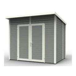 Abri De Jardin 4,31m² Skur 4 + Plancher Traité Peint Gris Baltic