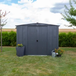 Abri De Jardin 4,58m² Toit Double Pente En Acier Galvanisé Anthracite Spacemaker -Outdoor Soldes abri de jardin 458m toit double pente en acier galvanise anthracite spacemaker 3