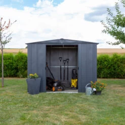 Abri De Jardin 4,58m² Toit Double Pente En Acier Galvanisé Anthracite Spacemaker -Outdoor Soldes abri de jardin 458m toit double pente en acier galvanise anthracite spacemaker 4