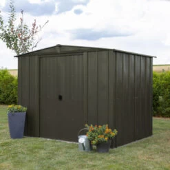 Abri De Jardin 4,58m² Toit Double Pente En Acier Galvanisé Noir Onyx Spacemaker -Outdoor Soldes abri de jardin 458m toit double pente en acier galvanise noir onyx spacemaker 4