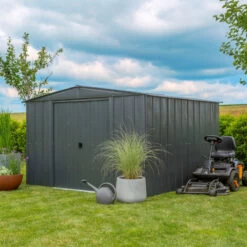 Abri De Jardin 8,5m² Toit Double Pente En Acier Galvanisé Anthracite Spacemaker