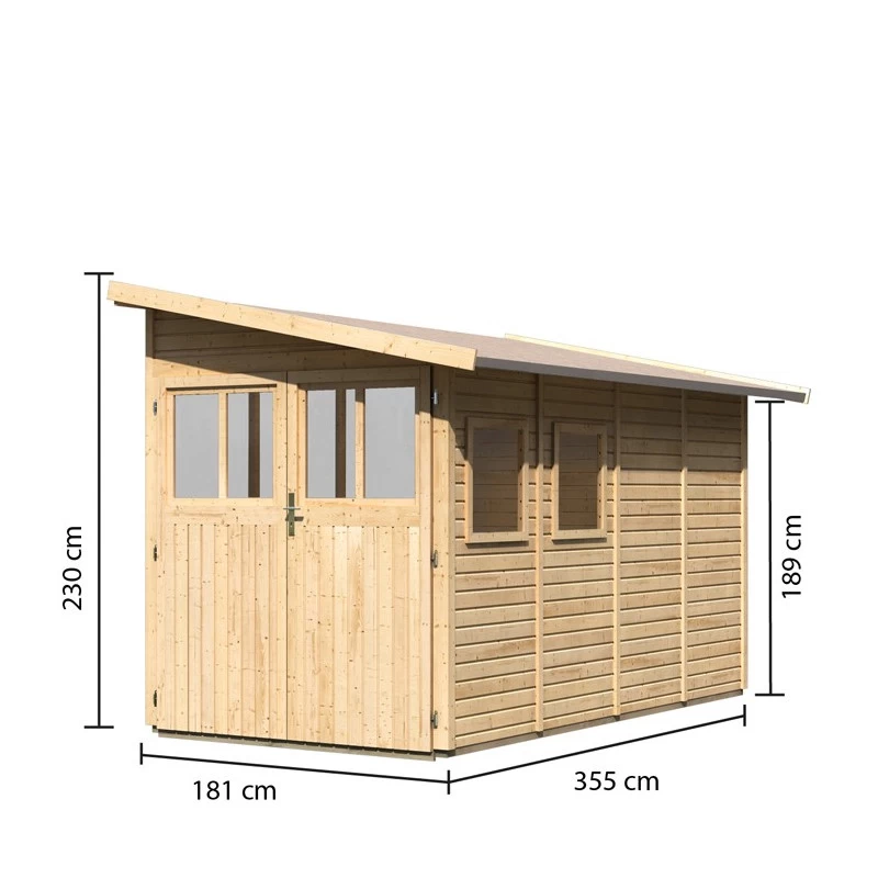 Abri De Jardin Adossé En Bois Certifié 6,42m² Juist 3 - Karibu 3 Abri De Jardin Adossé En Bois Certifié 6,42m² Juist 3 - Karibu – Image 3