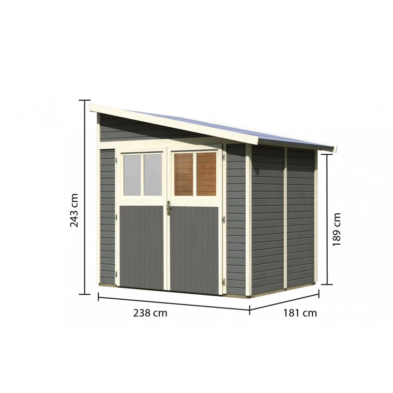 Abri De Jardin Adossé En Bois Gris Terre 4,18m² Bomlitz 2 - Karibu 2 Abri De Jardin Adossé En Bois Gris Terre 4,18m² Bomlitz 2 - Karibu – Image 2