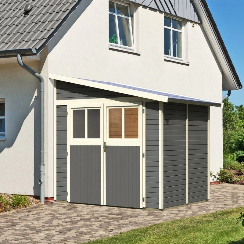 Abri De Jardin Adossé En Bois Gris Terre 4,18m² Bomlitz 2 - Karibu 1 Abri De Jardin Adossé En Bois Gris Terre 4,18m² Bomlitz 2 - Karibu