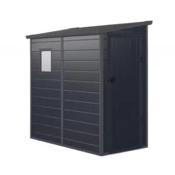 Abri De Jardin Adossé En Résine Anthracite 2,09m² + Kit De Fondation - JOBU