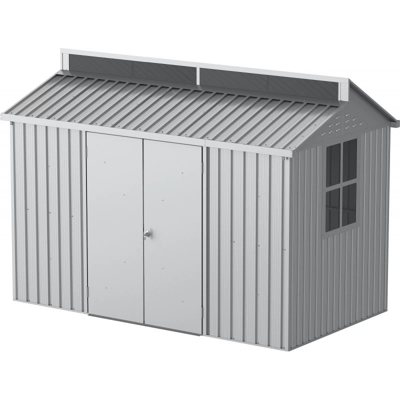 Abri De Jardin En Aluminium Gris Avec Puits De Lumière 4,33m² + Kit Fondation - DURAMAX 1 Abri De Jardin En Aluminium Gris Avec Puits De Lumière 4,33m² + Kit Fondation - DURAMAX