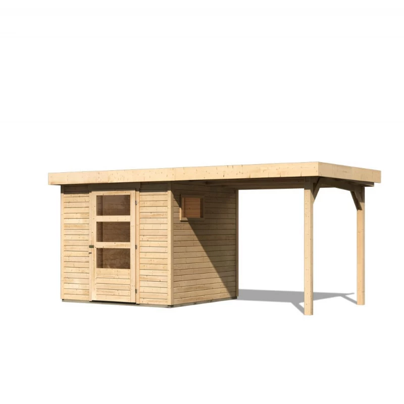 Abri De Jardin En Bois 4,62m² Freiburg 2 Avec Appentis De 2,40 M - Karibu 2 Abri De Jardin En Bois 4,62m² Freiburg 2 Avec Appentis De 2,40 M - Karibu – Image 2