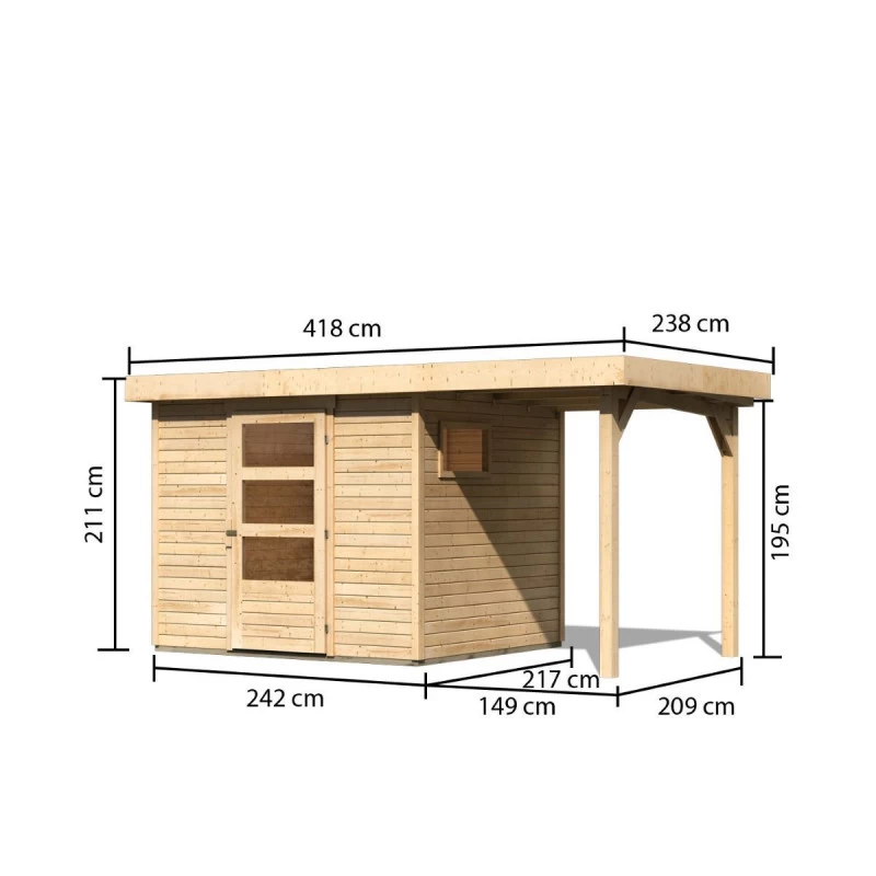 Abri De Jardin En Bois 5,25m² Avec Appentis De 1,50 M Freiburg 3 - Karibu 2 Abri De Jardin En Bois 5,25m² Avec Appentis De 1,50 M Freiburg 3 - Karibu – Image 2
