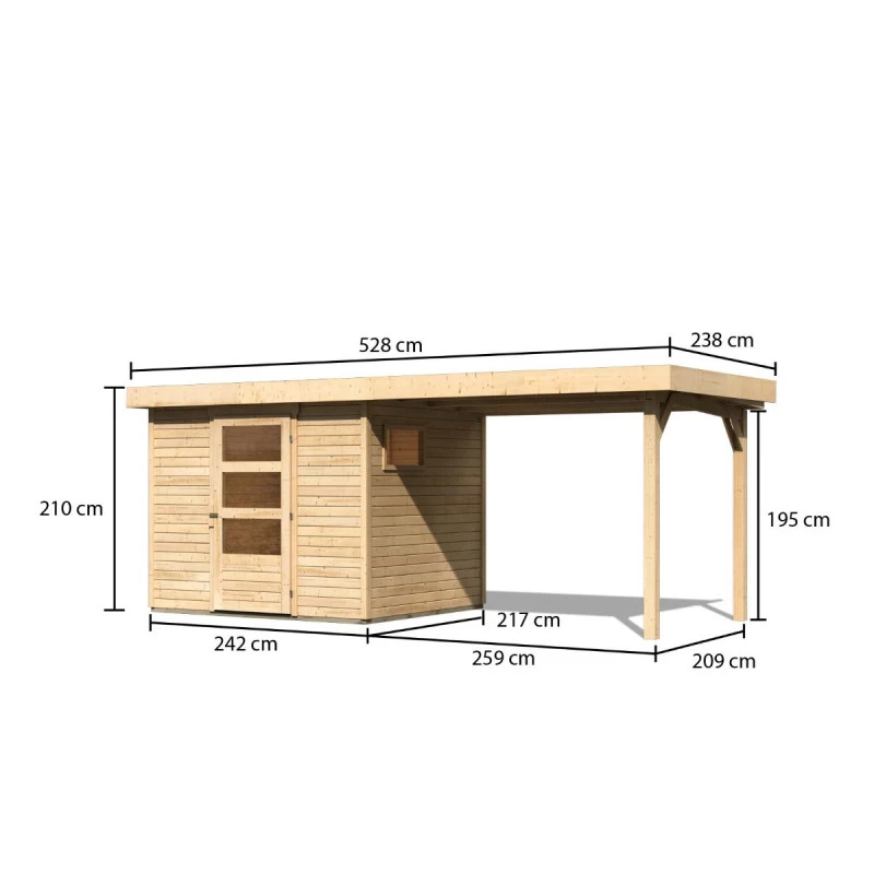 Abri De Jardin En Bois 5,25m² Avec Appentis De 2,80 M Freiburg 3 - Karibu 3 Abri De Jardin En Bois 5,25m² Avec Appentis De 2,80 M Freiburg 3 - Karibu – Image 3