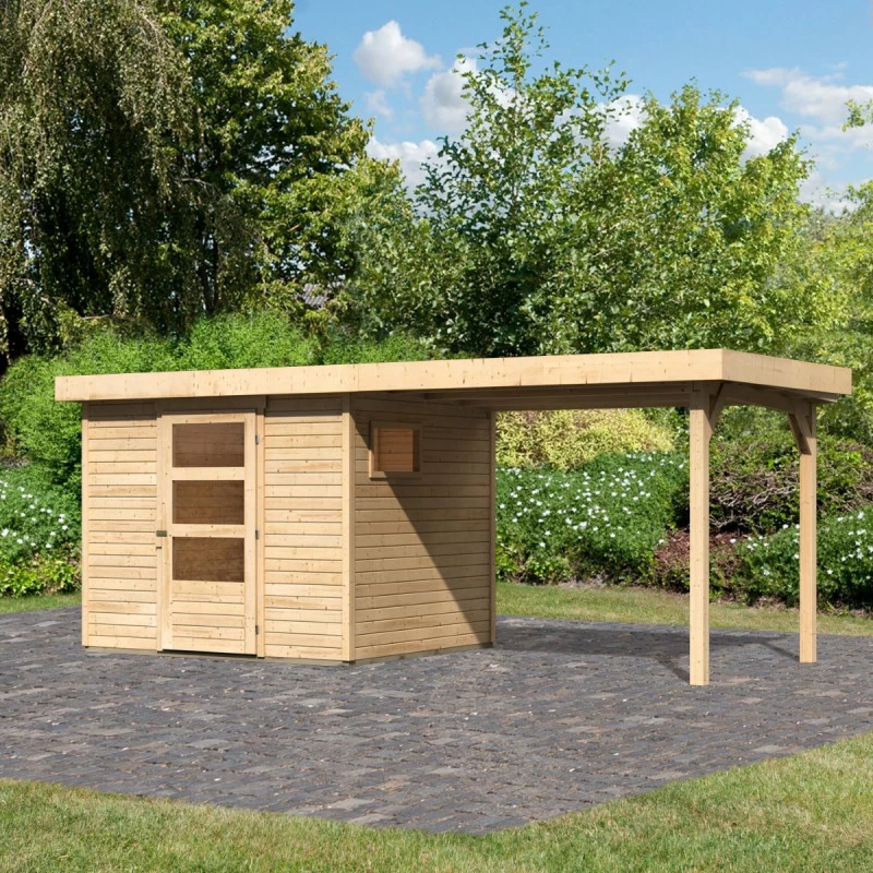 Abri De Jardin En Bois 5,25m² Avec Appentis De 2,80 M Freiburg 3 - Karibu 1 Abri De Jardin En Bois 5,25m² Avec Appentis De 2,80 M Freiburg 3 - Karibu