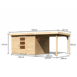Abri De Jardin En Bois 9,24m² Freiburg 6 Avec Appentis De 2,40 M - Karibu -Outdoor Soldes abri de jardin en bois 924m freiburg 6 avec appentis de 240 m karibu 2