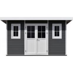 Abri De Jardin En Bois Composite 28mm Anthracite 12m² PREMIUM Toit Monopente - Woodlife Garden -Outdoor Soldes abri de jardin en bois composite 28mm anthracite 12m premium toit monopente woodlife garden 3