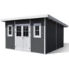 Abri De Jardin En Bois Composite 28mm Anthracite 14,90m² PREMIUM Toit Plat - Woodlife Garden
