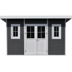 Abri De Jardin En Bois Composite 28mm Anthracite 14,90m² PREMIUM Toit Plat - Woodlife Garden -Outdoor Soldes abri de jardin en bois composite 28mm anthracite 1490m premium toit plat woodlife garden 2