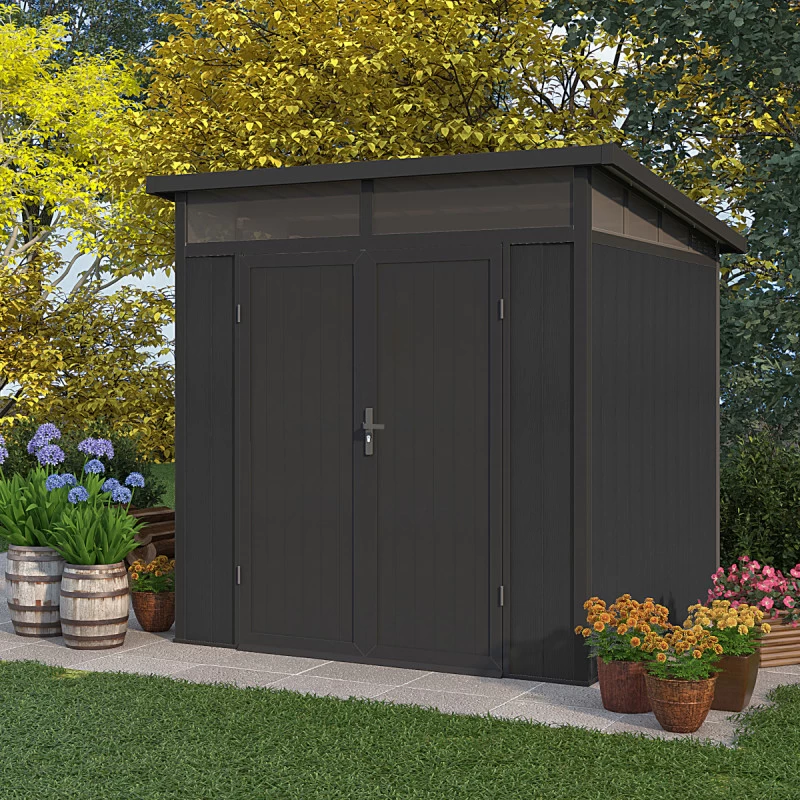 Abri De Jardin En Bois Composite 28mm Anthracite 5,28m² GORDON Skylight - Woodlife Garden 1 Abri De Jardin En Bois Composite 28mm Anthracite 5,28m² GORDON Skylight - Woodlife Garden