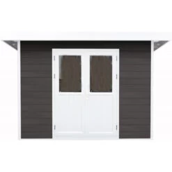 Abri De Jardin En Bois Composite 28mm Anthracite 9m² PREMIUM Toit Plat - Woodlife Garden -Outdoor Soldes abri de jardin en bois composite 28mm anthracite 9m premium toit plat woodlife garden 2