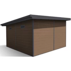 Abri De Jardin En Bois Composite 28mm Aspect Bois 14,90m² PREMIUM Toit Plat - Woodlife Garden -Outdoor Soldes abri de jardin en bois composite 28mm aspect bois 1490m premium toit plat woodlife garden 3