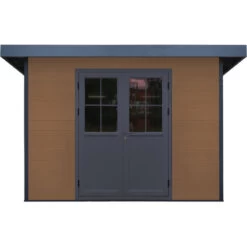 Abri De Jardin En Bois Composite 28mm Aspect Bois 4,41m² PREMIUM Toit Plat - Woodlife Garden -Outdoor Soldes abri de jardin en bois composite 28mm aspect bois 441m premium toit plat woodlife garden 2