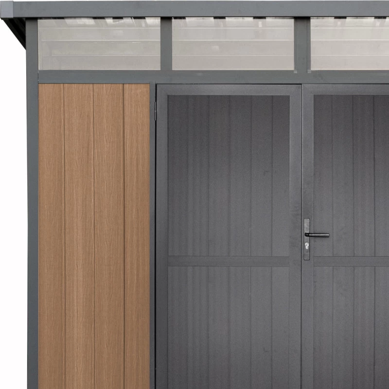 Abri De Jardin En Bois Composite 28mm Aspect Bois 6,69m² GORDON Skylight - Woodlife Garden 4 Abri De Jardin En Bois Composite 28mm Aspect Bois 6,69m² GORDON Skylight - Woodlife Garden – Image 4