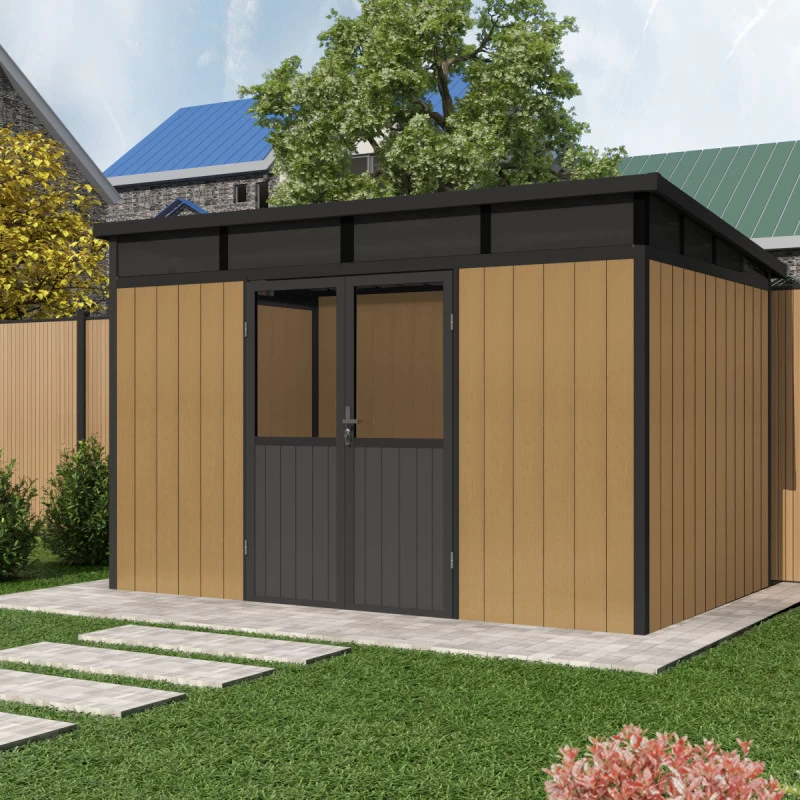 Abri De Jardin En Bois Composite 28mm Aspect Bois 8,09m² WINSTON Skylight - Woodlife Garden 2 Abri De Jardin En Bois Composite 28mm Aspect Bois 8,09m² WINSTON Skylight - Woodlife Garden – Image 2