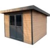 Abri De Jardin En Bois Composite 28mm Aspect Bois Vieilli 9m² PREMIUM Toit Plat - Woodlife Garden