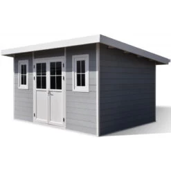 Abri De Jardin En Bois Composite 28mm Gris Clair 12m² PREMIUM Toit Plat - Woodlife Garden -Outdoor Soldes abri de jardin en bois composite 28mm gris clair 12m premium toit plat woodlife garden 2