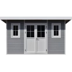 Abri De Jardin En Bois Composite 28mm Gris Clair 12m² PREMIUM Toit Plat - Woodlife Garden -Outdoor Soldes abri de jardin en bois composite 28mm gris clair 12m premium toit plat woodlife garden 3