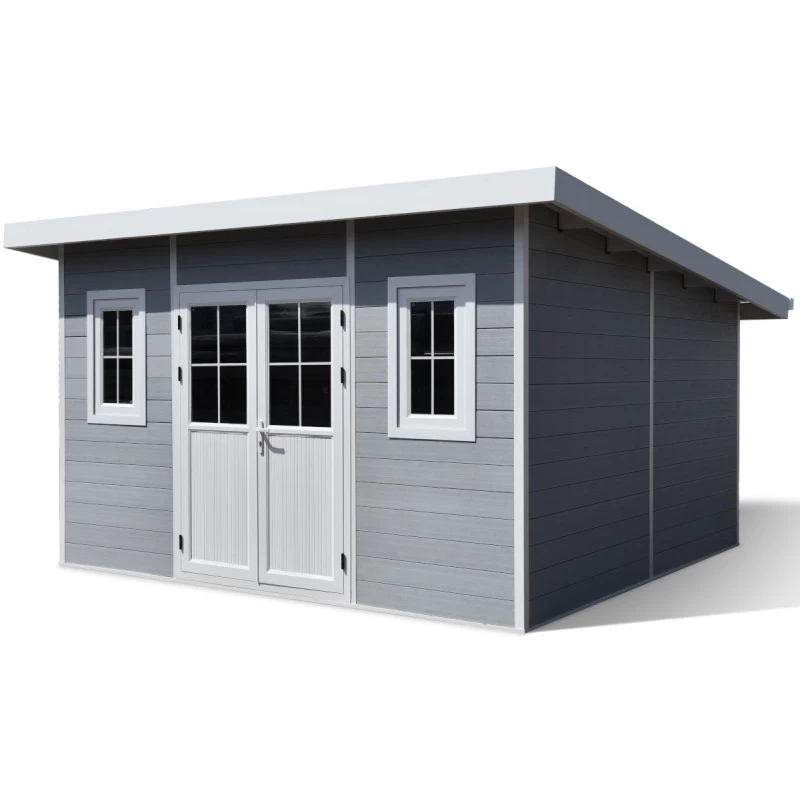 Abri De Jardin En Bois Composite 28mm Gris Clair 14,90m² PREMIUM Toit Plat - Woodlife Garden 2 Abri De Jardin En Bois Composite 28mm Gris Clair 14,90m² PREMIUM Toit Plat - Woodlife Garden – Image 2