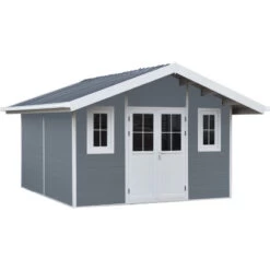 Abri De Jardin En Bois Composite 28mm Gris Clair 14,75m² PREMIUM - Woodlife Garden -Outdoor Soldes abri de jardin en bois composite 28mm gris clair 15m premium woodlife garden 2