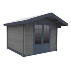 Abri De Jardin En Bois Composite 28mm Gris Foncé 14,44m² Double Porte Alu Et Double Vitrage - WoodLife Garden