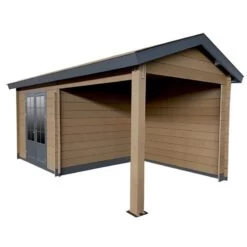 Abri De Jardin En Bois Composite Bois Vieilli 9m² + 9m² Terrasse - Woodlife Garden -Outdoor Soldes abri de jardin en bois composite bois vieilli 9m 9m terrasse woodlife 2