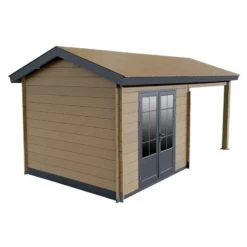 Abri De Jardin En Bois Composite Bois Vieilli 9m² + 9m² Terrasse - Woodlife Garden -Outdoor Soldes abri de jardin en bois composite bois vieilli 9m 9m terrasse woodlife 3