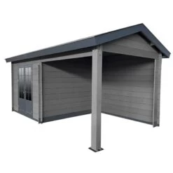 Abri De Jardin En Bois Composite Gris Foncé 9m² + 9m² Terrasse - Woodlife Garden -Outdoor Soldes abri de jardin en bois composite gris fonce 9m 9m terrasse woodlife 2